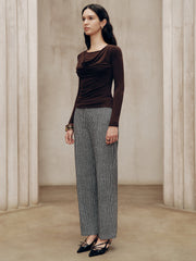 Mid-Waist Houndstooth Pants