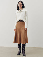 Suede Effect A-Line Maxi Skirt