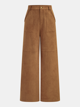 Braided Detail Mid-Waist Suede Effect Pants