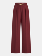 High-Waisted Chain Pleated Wide-Leg Pants