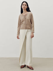 Braided-Front Wool-Blend Knit Top