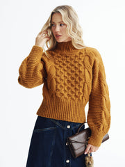 Cable-Knit Turtleneck Sweater
