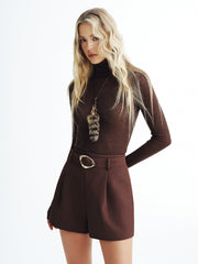 Belted High-Waisted Pleated Shorts