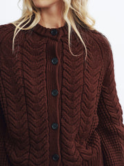Cable-Knit Button-Front Cardigan