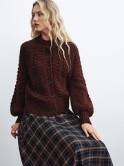 Cable-Knit Button-Front Cardigan