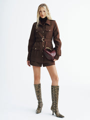 Collared Belted Utility Trench Coat