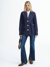 Metal Floral Denim Belted Jacket