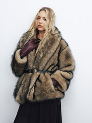 Faux Fur Belted Coat
