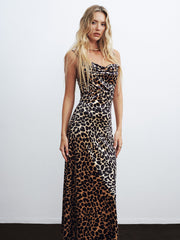 Leopard Print Velvet Cami Midi Dress