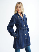 Metal Button Denim Belted Shirt Dress