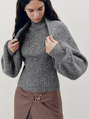 Wool-Blend Mock Neck Two-Piece Sweater Set