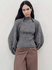 Wool-Blend Mock Neck Two-Piece Sweater Set