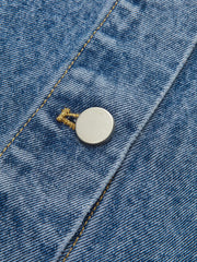 Curved Sleeve Denim Collared Jacket