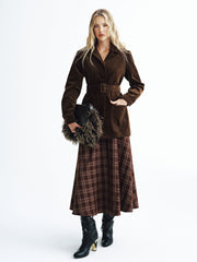 Collared Corduroy Belted Jacket