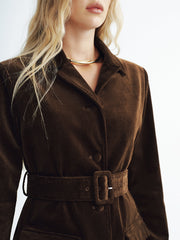 Collared Corduroy Belted Jacket
