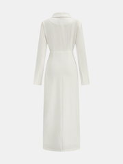 V-Neck Button Midi Dress