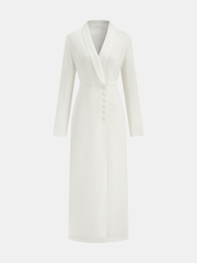 V-Neck Button Midi Dress