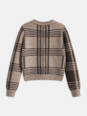 Plaid Wool-Blend Button Cardigan
