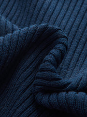 Zip-Front Suede Panel Ribbed Knit Top