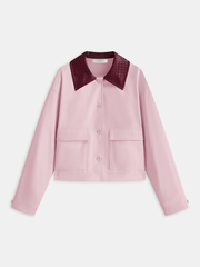 PU Collar Cropped Jacket