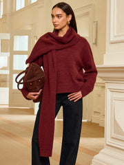 Oversized Knit Sweater with Scarf