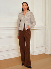 Zip-Up Cable Knit Top