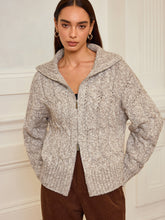 Zip-Up Cable Knit Top