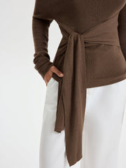 Wide Neck Tie Front Top