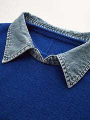 Denim Panel Knit Sweater