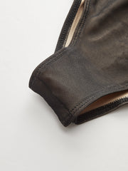 Sheer Mesh Ruched Long Sleeve Bodysuit