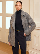 Belted Faux Fur Collar Tweed Coat