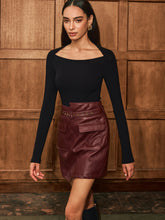 Belted Asymmetric Faux Leather Mini Skirt