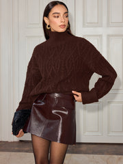 Cable-Knit Turtleneck Sweater