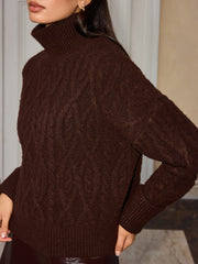 Cable-Knit Turtleneck Sweater