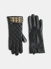 Metal Chain PU Leather Embossed Gloves