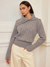 Lapel Collar Wool-Blend Sweater