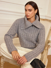 Lapel Collar Wool-Blend Sweater