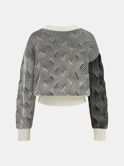 Crew Neck Wave-Knit Sweater