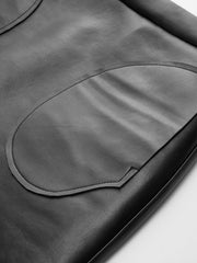 PU Leather Mini Skirt with Oval Pocket Detail