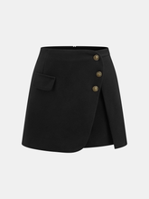 Vintage Button Asymmetric Mini Skirt