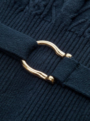 Cinched Waist Belted Cable Knit Top