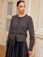 Faux Fur Collar Button-Front Cardigan