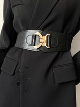 Elastic Faux Leather Wide Waist Belt