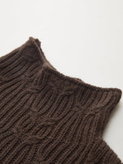 Turtleneck Cable Knit Sleeveless Vest