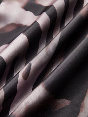 Zebra Print Cowl Neck Long-Sleeve Top