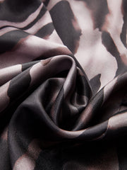 Zebra Print Cowl Neck Long-Sleeve Top