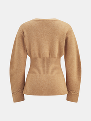 Cinched Waist Cable Knit Cardigan