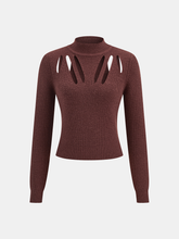 Cut-Out Mock Neck Knitted Sweater