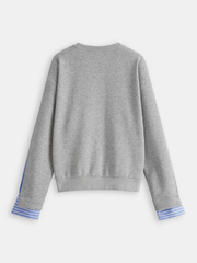 Striped Shirt Panel Crew Neck Sweatshirt