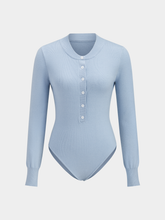 Henley Neck Button-Down Knit Bodysuit